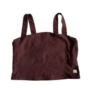 Vuori square neck brown cropped tank with built in sports bra